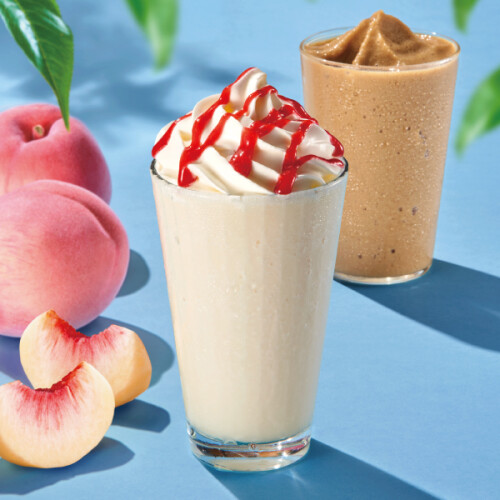 フローズンドリンク　ピーチヨーグルト＆カフェオレ