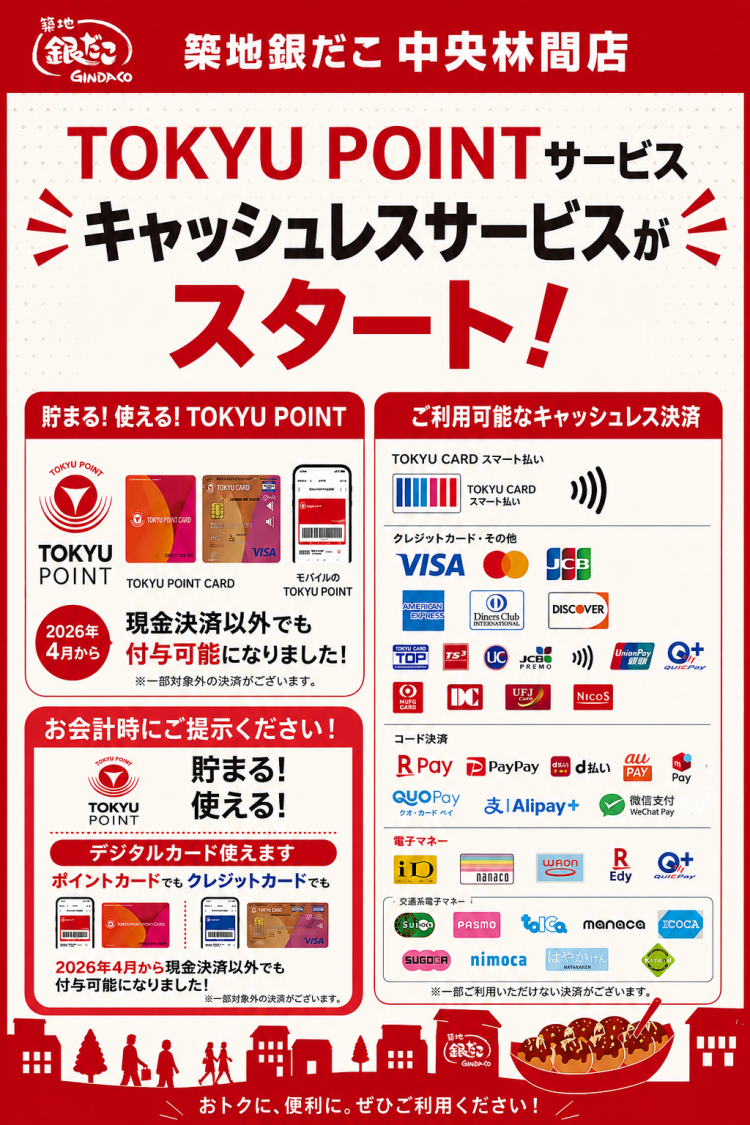 TOKYU POINT、キャッシュレスサービス導入のお知らせ